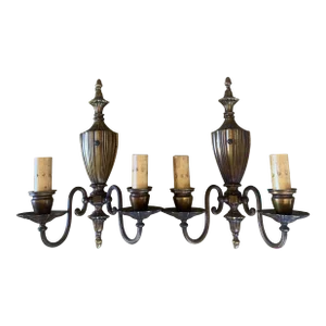 Traditional Brass Double Wall Sconces - a Pair