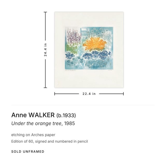 Figurative 1985 Anne Walker Under the Orange Tree Signed Etching For Sale - Image 3 of 3