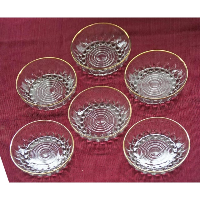 1950s Formal Glass Dessert Set With Gold Rims- 11 Pieces For Sale - Image 4 of 6