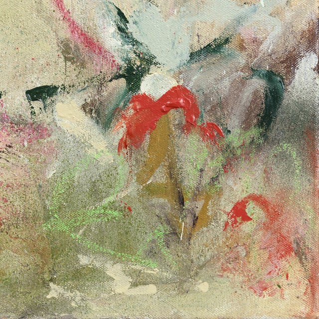 Textile My Favorite Blow in the Winds - Original Soft Neutral Floral Abstract Mixed Media Painting on Canvas For Sale - Image 7 of 9