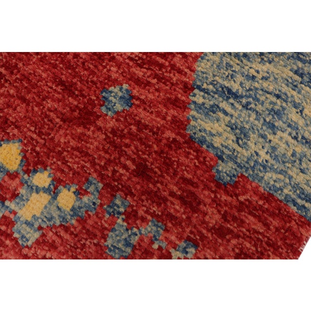 Textile Modern Balochi Red/Blue Wool Rug - 3'0''x4'11'' For Sale - Image 7 of 11