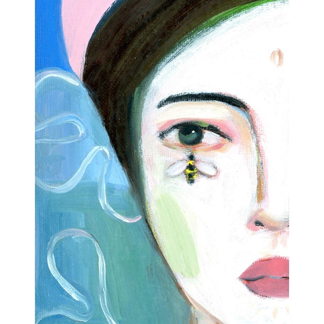 Contemporary Lady With Pink Hat, Abstract Modern Portrait Oil Painting, Signed For Sale - Image 3 of 6