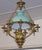Late 19th Century Brass Kerosene Oil Chandelier with Blue Shade Dimensions : 26" Wide X 26" Deep X 32" Tall This...