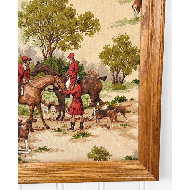 Brown Vintage English Traditional Equestrian Fox Hunt 3d Textile & Oak Wall Art For Sale - Image 8 of 9