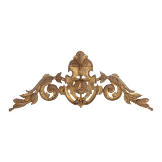 Antique French Renaissance Revival Carved Gilt Wood Mirror Crest C1890 For Sale