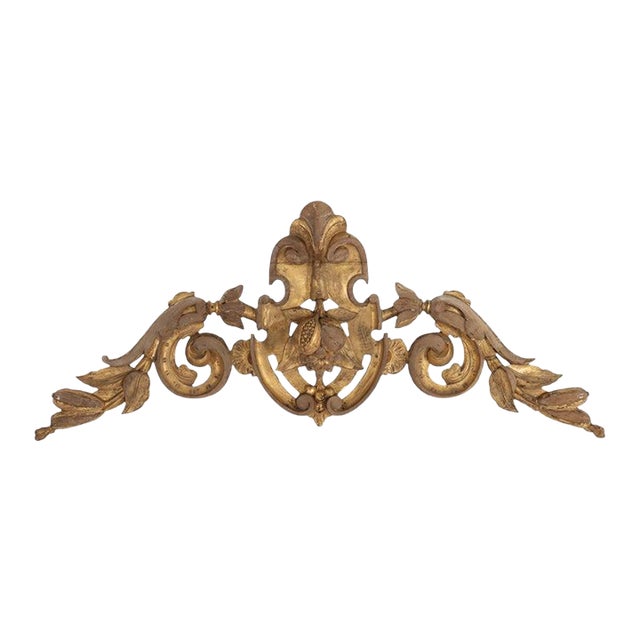 Antique French Renaissance Revival Carved Gilt Wood Mirror Crest C1890 For Sale
