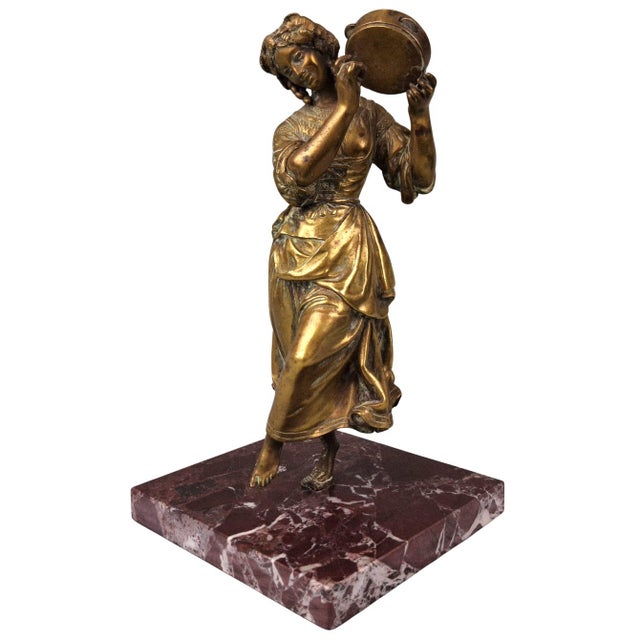 Antique French Bronze and Marble Figure of Dancer, 1800s For Sale - Image 4 of 4