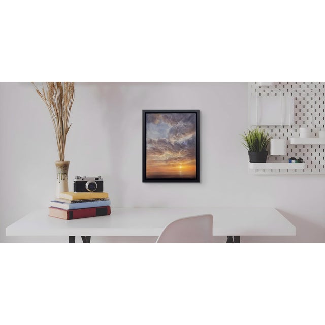 Shine Again by Brian Sostrom | Acrylic on panel of a sunset over the ocean with clouds For Sale - Image 4 of 5