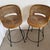 Wicker Stools with Black Wrought Iron Legs, Set of 2 For Sale - Image 4 of 10