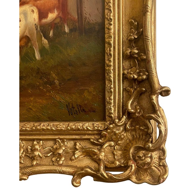 Italian 19th Century Italian Pastoral Cow Painting Signed by Vitolla For Sale - Image 3 of 9