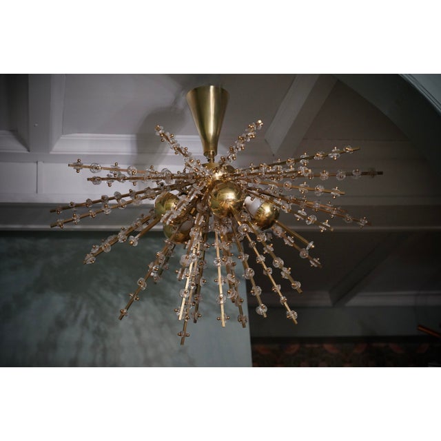 Murano Art Glass and Brass Transparent Pendant Light, 1990 For Sale - Image 4 of 12