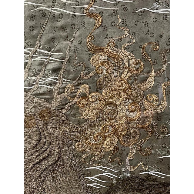 Massive Japanese Embroidery Tapestry Display Box Meiji Period For Sale - Image 11 of 18