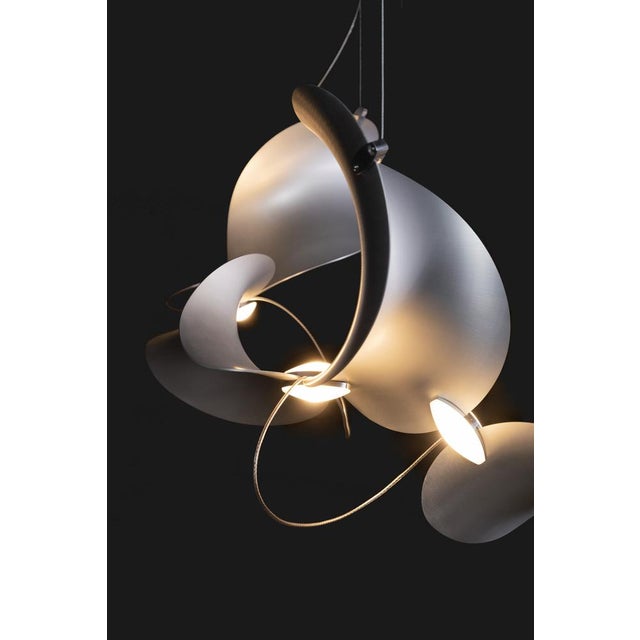 Dune 10 Spiral Chandelier with Silver Anodized Shades by Daniel Becker For Sale - Image 6 of 13