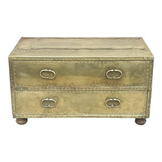 1960’s Sarreid Brass Clad 2 Drawer Chest For Sale