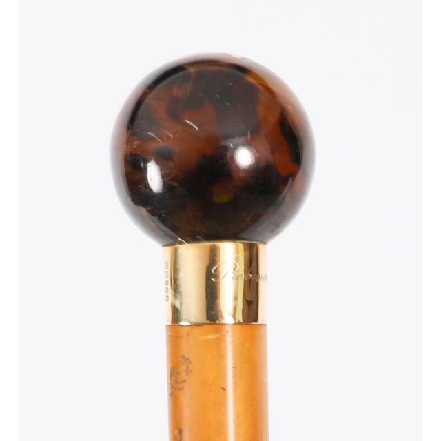 Metal Antique Walking Stick Cane in 18k Gold, 1800s For Sale - Image 7 of 11