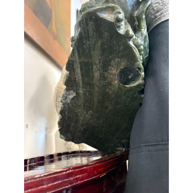 Chinese Carved Jade Sculpture With Shou Lao, Deer, and Dragon Base 36” For Sale - Image 4 of 6