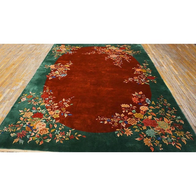 Textile 1920s Chinese Art Deco Carpet (9'10" x 13'6" - 300 x 410 ) For Sale - Image 7 of 7