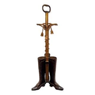 Vintage Bronze Umbrella Stand in the Shape of Boots For Sale