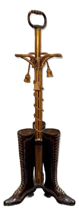 Vintage Bronze Umbrella Stand in the Shape of Boots