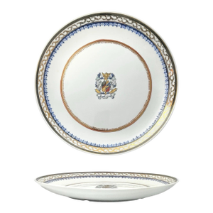 1970s Federalist-Style Porcelain Armorial Coat of Arms Large Charger Plate Dish