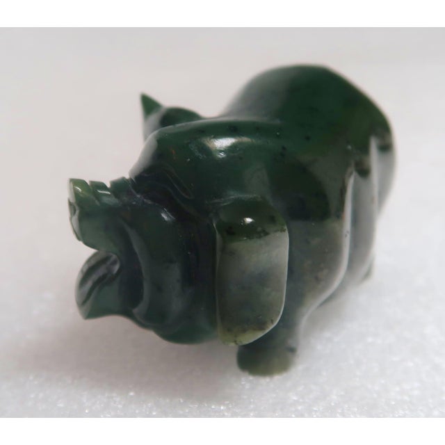 Jade Late 20th Century Miniature Hand-Carved Piglet of Nephrite Jade For Sale - Image 8 of 18