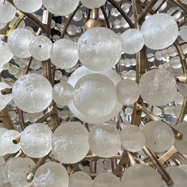 Mid-Century Modern Style Spherical Glass Bead and Brass Chandelier For Sale - Image 4 of 10