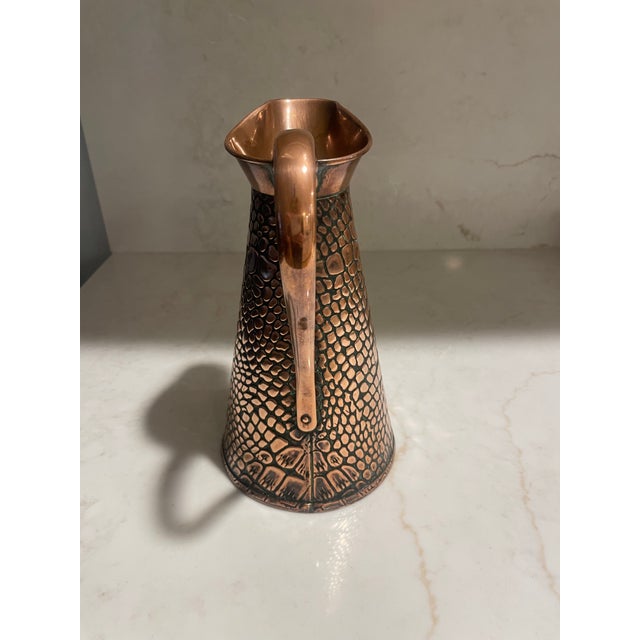 Antique English Crocodile Copper Pitcher For Sale - Image 4 of 7