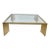 Monumental Vintage Brass & Glass Square Coffee Table, Cityscape Manner, 48 X 48 For Sale