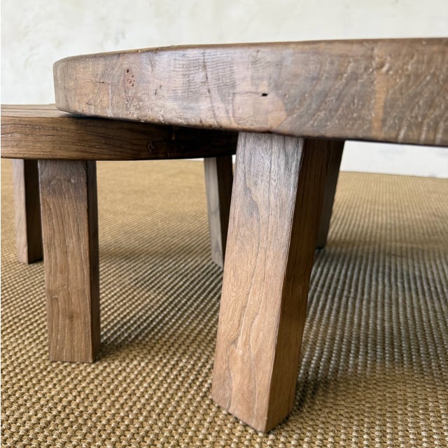 Wood Nest Coffee Table Set 2 Piece in Reclaimed Elm Wood For Sale - Image 7 of 10