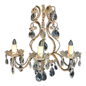 1950s Italian Beaded Gold Leaf Sconce