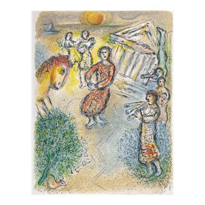 1989 Chagall Lithograph V2-10 Odyssee Preparation for Feast