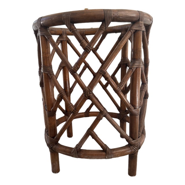 1980s Chinese Chippendale Rattan Table Base For Sale