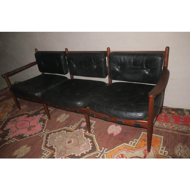 Cadett 3-Seater Sofa in Teak and Leather from Eric Merthen, Sweden, 1960s For Sale - Image 4 of 12