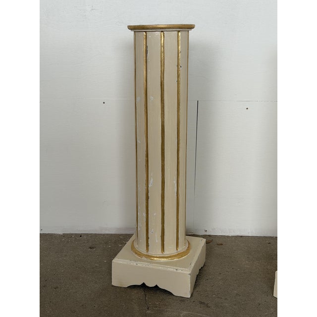 Gustavian (Swedish) 20th Century Gustavian Painted Pedestal Columns For Sale - Image 3 of 9