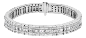 14K White Gold 7 7/8 Cttw Princess and Baguette Diamond Eternity Line Tennis Bracelet (G-H Color, SI1-SI2 Clarity) - 7" Inches