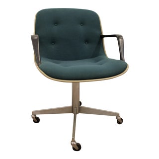 Mid-Century Modern Groovy Green Steelcase Office Arm Chair on Wheels For Sale