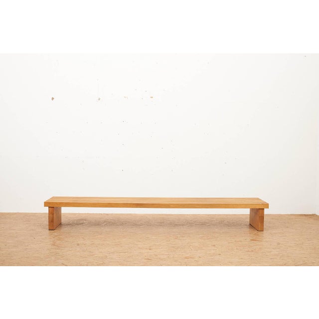 Wooden Bench with Legs and Slats in Oak, 1970s For Sale - Image 14 of 14