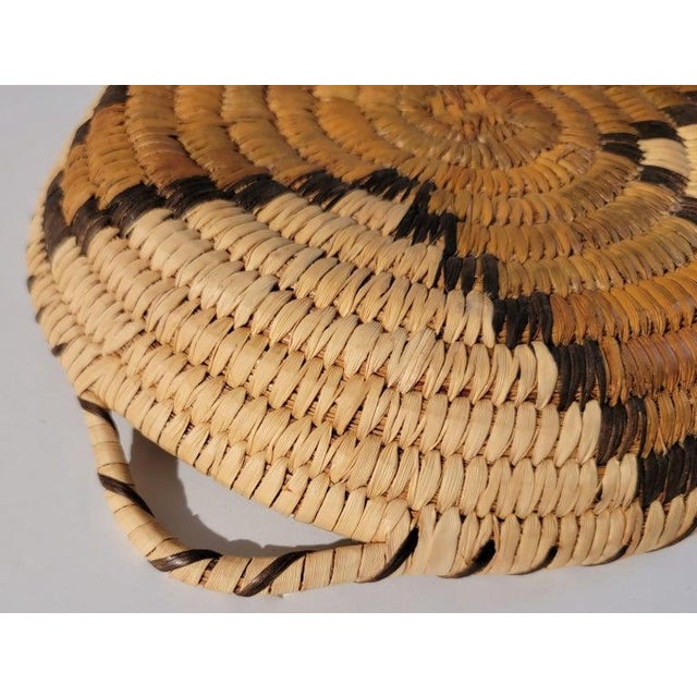 Brown 20th C Medium Hand Woven Hemp Tray With Handles For Sale - Image 8 of 8