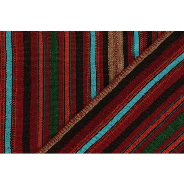 Textile 1950s Vintage Persian Kilim in Burgundy With Multicolor Stripes by Rug & Kilim For Sale - Image 7 of 8