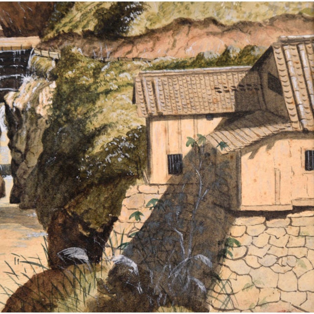 Paper Waterfalls and Mountain Homes - Japanese Landscape 1878 For Sale - Image 7 of 10