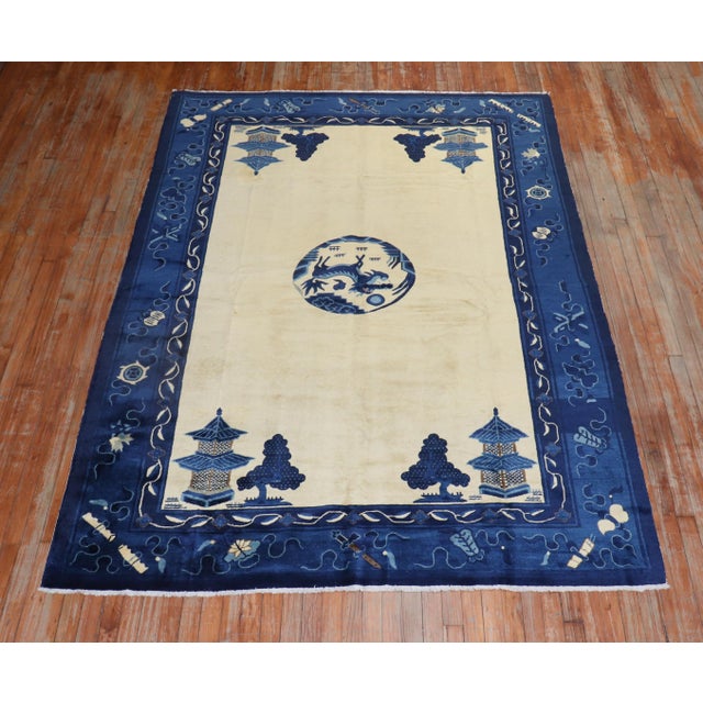 Antique Chinese Dragon Rug - 6'2" x 8'8" For Sale In New York - Image 6 of 12