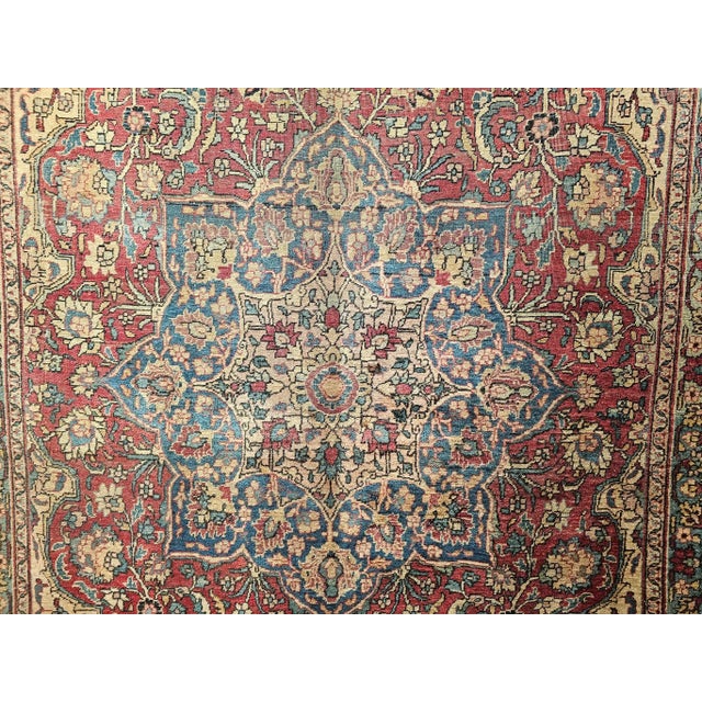 19th Century Persian Kerman Lavar Rug, Handwoven Floral Pattern, Red & Ivory, 8’ X 11’ For Sale - Image 11 of 12
