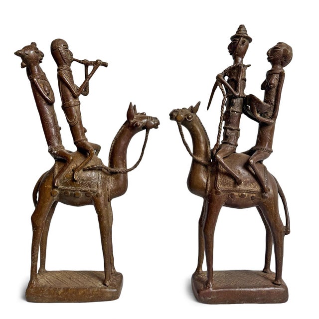 Metal Old Vintage African Bronze Dogon Camel Rider Sculpture Mali For Sale - Image 7 of 11