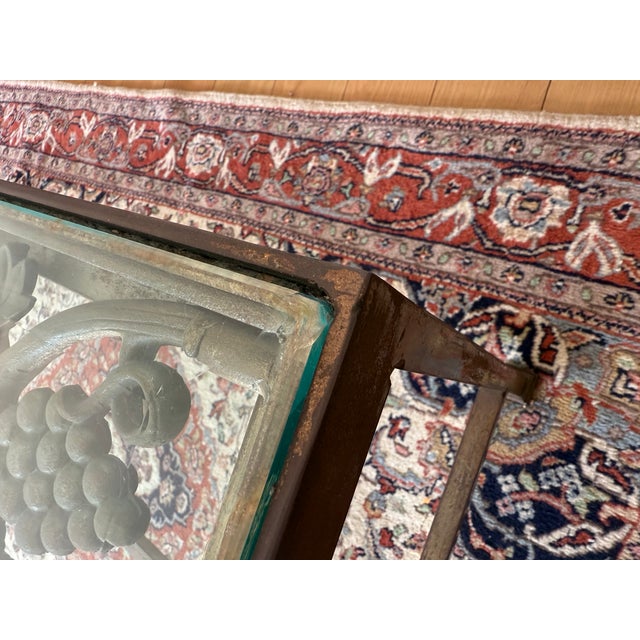 1940s Vintage Wrought Iron Grapevine Coffee Table With Glass Top For Sale - Image 5 of 7