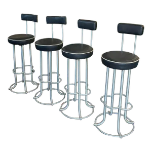 Original 1930s Warren McArthur Aluminum Barstools - a Complete Set of Four