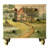 Hand-Painted Cottage Landscape Chest of Drawers, 19th Century For Sale