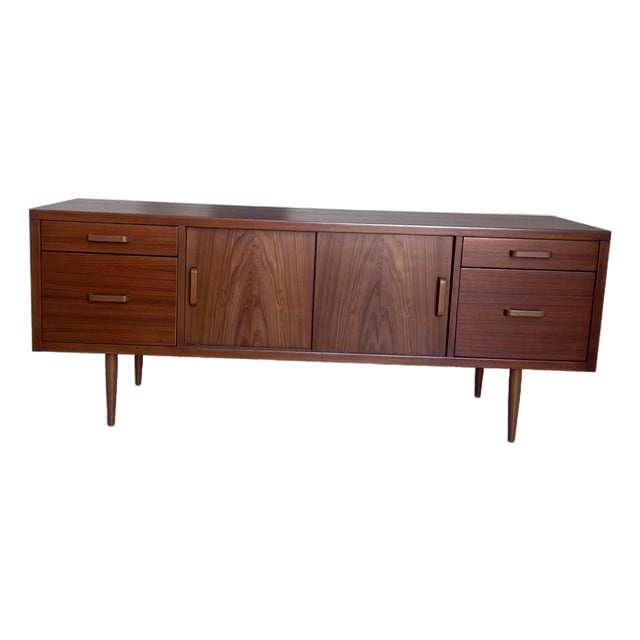 Vintage Danish Teak Office Style Credenza For Sale