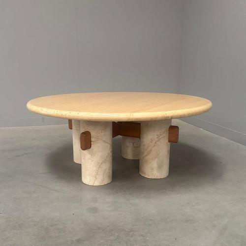 Round Travertine Coffee Table, 1970s For Sale - Image 6 of 13