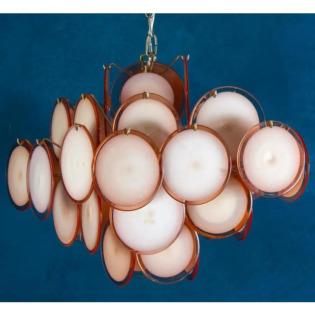 Amazing large 36 disc Murano Italian glass six-light bulb E 14 60 watt each. Available also a pair of sconces. This piece...