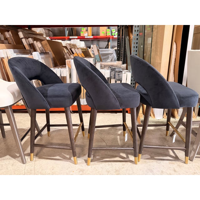 Sunpan Modern Home Black Velvet Counter Stool For Sale In West Palm - Image 6 of 6